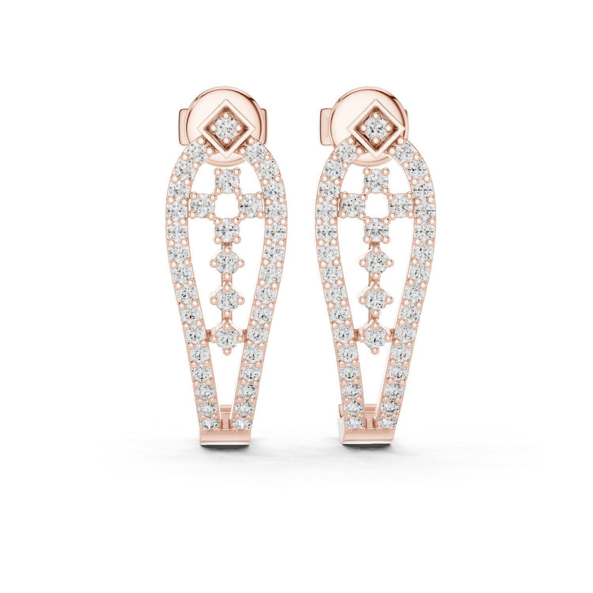 Moissanite Pavé Open Teardrop Earrings – 925 Sterling Silver, 18K Gold Vermeil