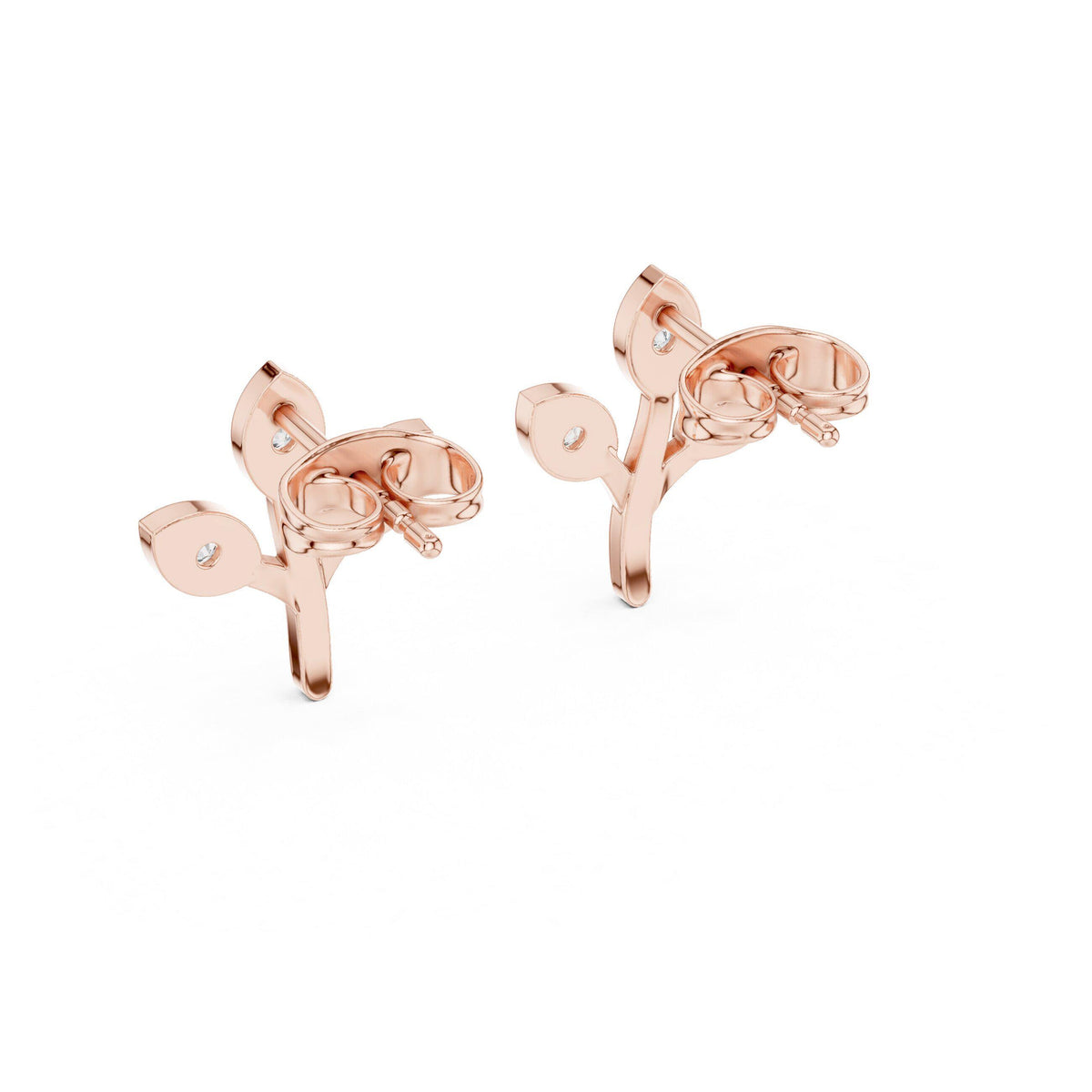 Moissanite Leaf Sprig Stud Earrings – 925 Sterling Silver, 18K Gold Vermeil