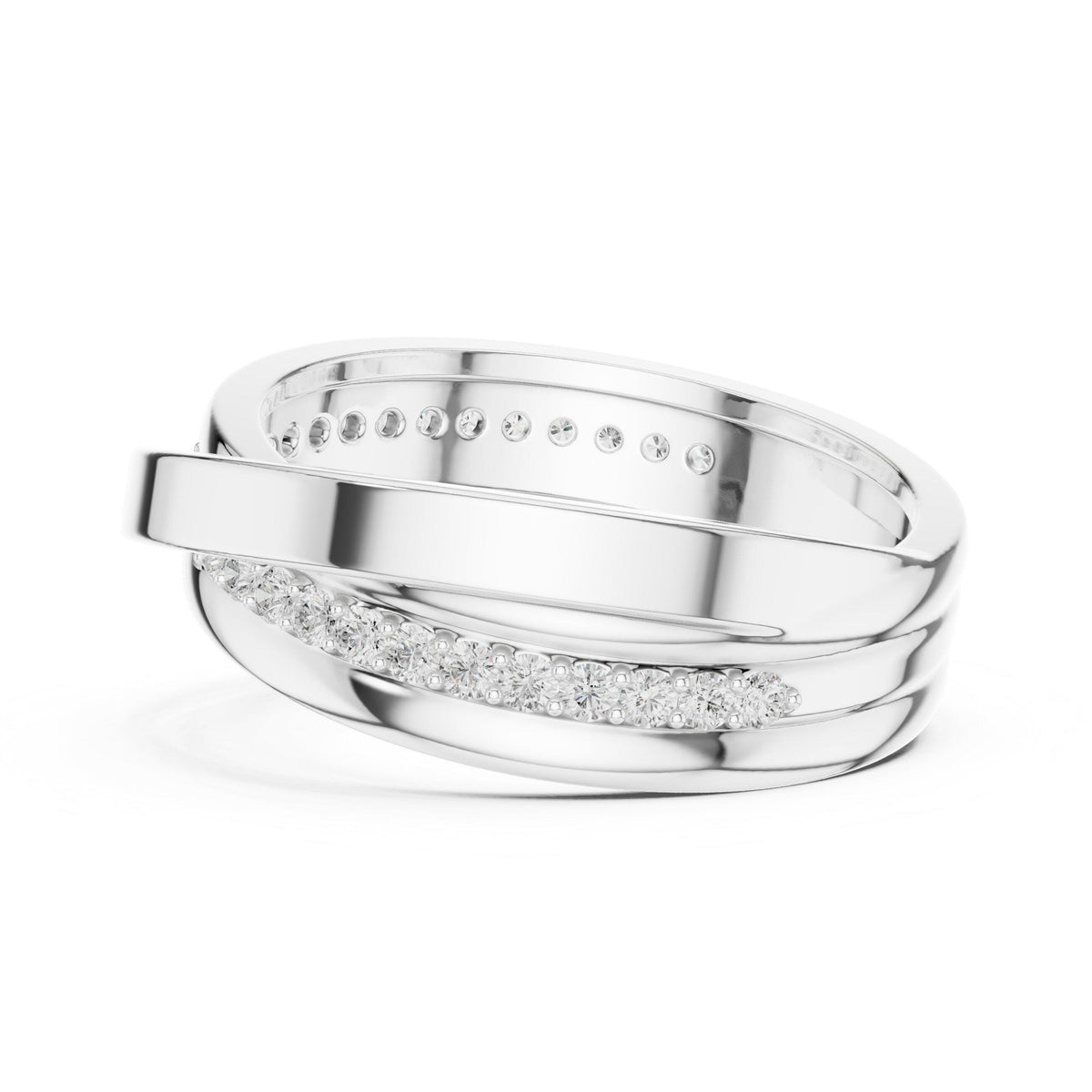 Men's Crossover Pavé Moissanite Band – 925 Sterling Silver, 18K Gold Vermeil