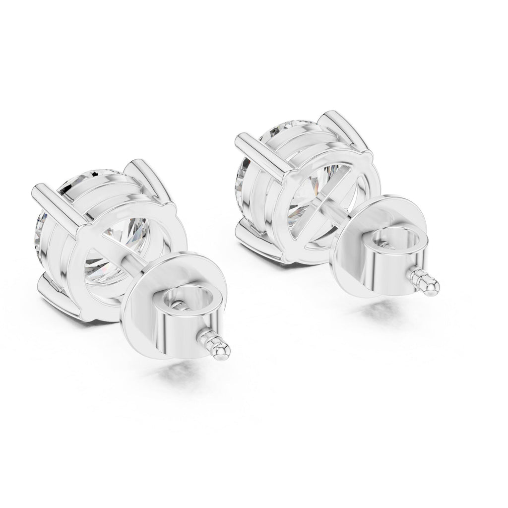 7mm Round Moissanite Four-Prong Stud Earrings – 925 Sterling Silver, 18K Gold Vermeil