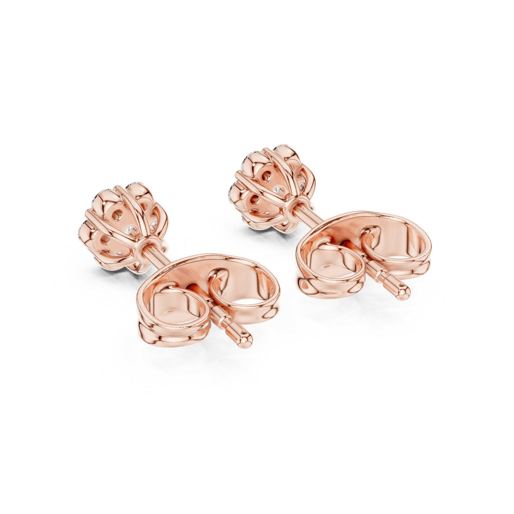 Moissanite Round Cluster Stud Earrings – 925 Sterling Silver, 18K Gold Vermeil