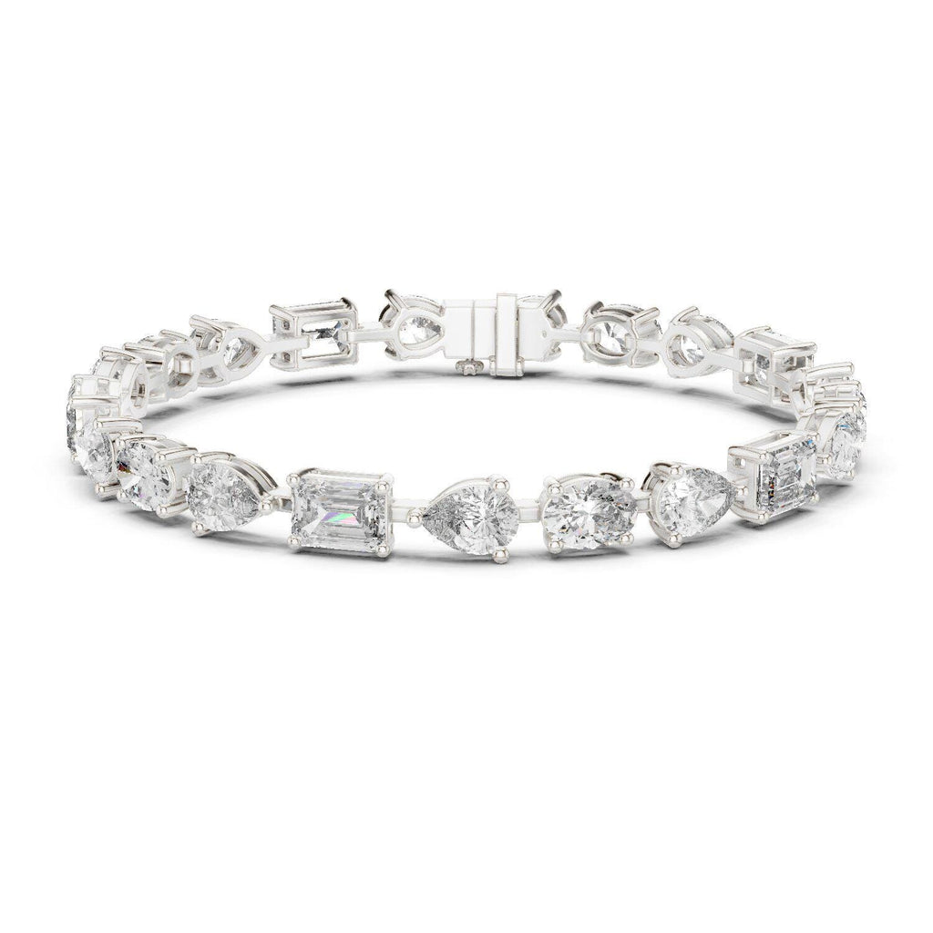 Emerald, Pear & Oval Moissanite Tennis Bracelet – 925 Sterling Silver, 18K Gold Vermeil