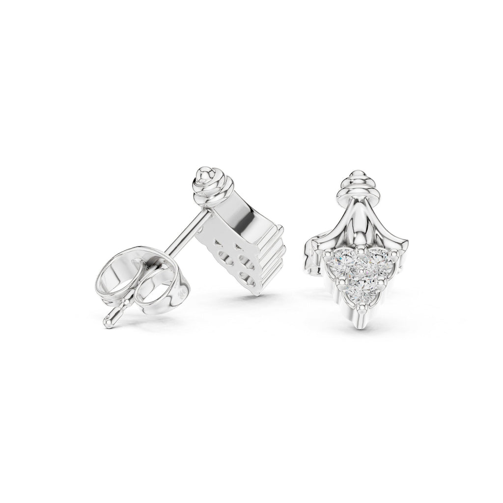 Moissanite Ornate Drop Stud Earrings – 925 Sterling Silver, 18K Gold Vermeil