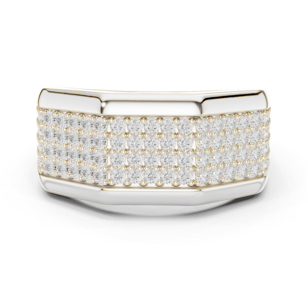 Men's Octagonal Pavé Moissanite Signet Ring – 925 Sterling Silver, 18K Gold Vermeil