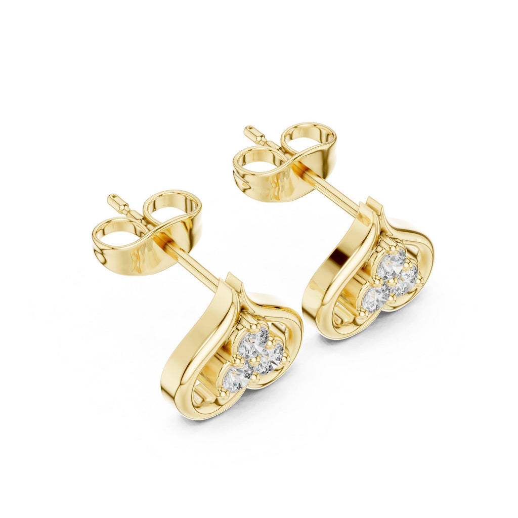 Moissanite Pavé Spade Stud Earrings – 925 Sterling Silver, 18K Gold Vermeil