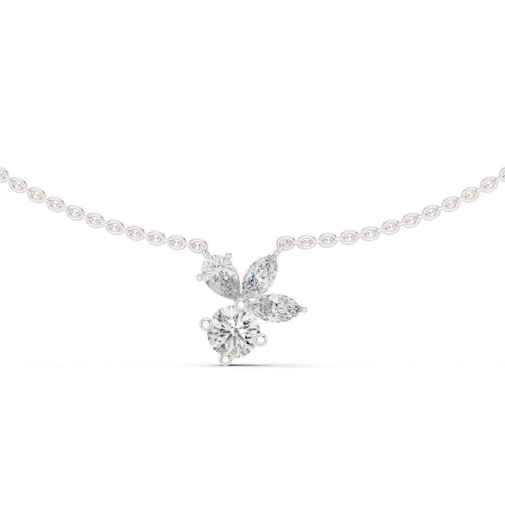 Pear, Marquise & Round Moissanite Cluster Pendant Necklace – 925 Sterling Silver, 18K Gold Vermeil