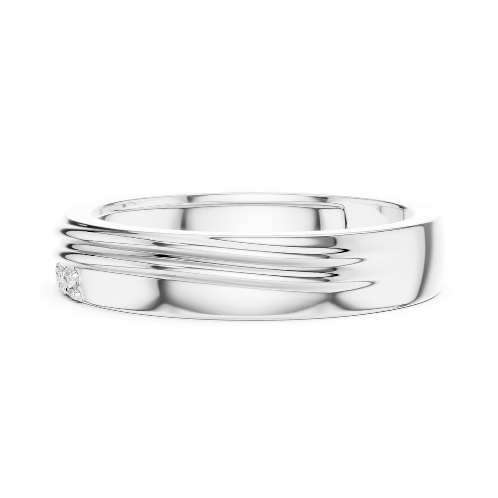Men's Layered-Band Moissanite Ring with Pavé Accent – 925 Sterling Silver, 18K Gold Vermeil