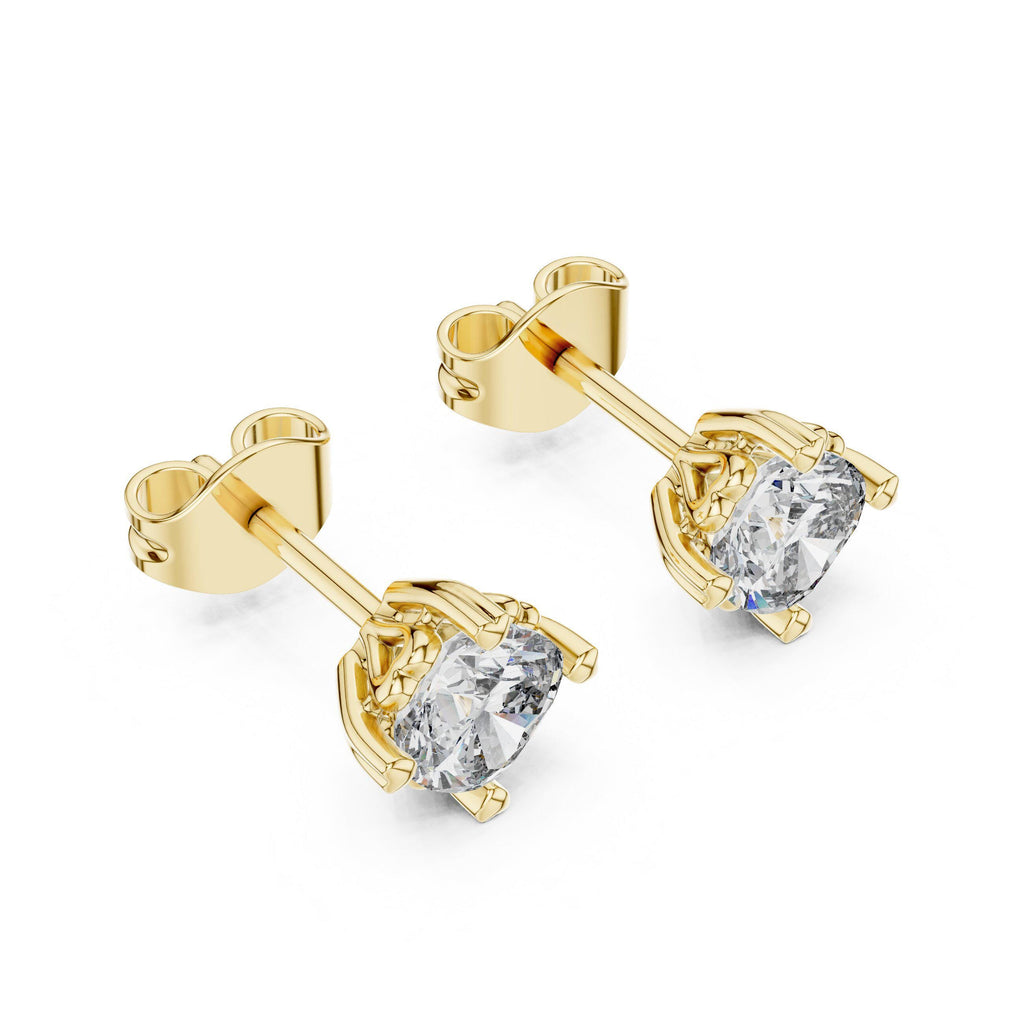 Round Moissanite Eight-Prong Stud Earrings – 925 Sterling Silver, 18K Gold Vermeil