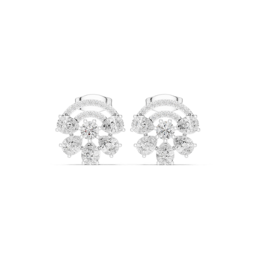 Moissanite Half-Moon Cluster Stud Earrings – 925 Sterling Silver, 18K Gold Vermeil
