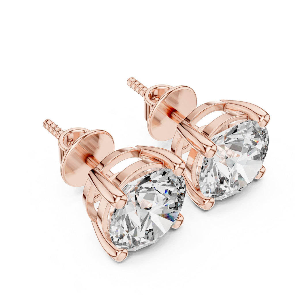 8mm Round Moissanite Four-Prong Stud Earrings – 925 Sterling Silver, 18K Gold Vermeil