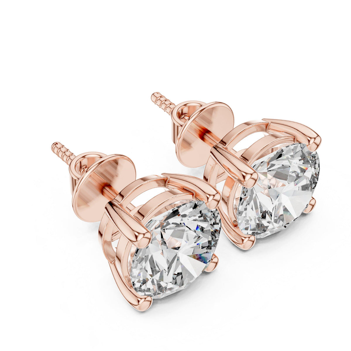 8mm Round Moissanite Four-Prong Stud Earrings – 925 Sterling Silver, 18K Gold Vermeil
