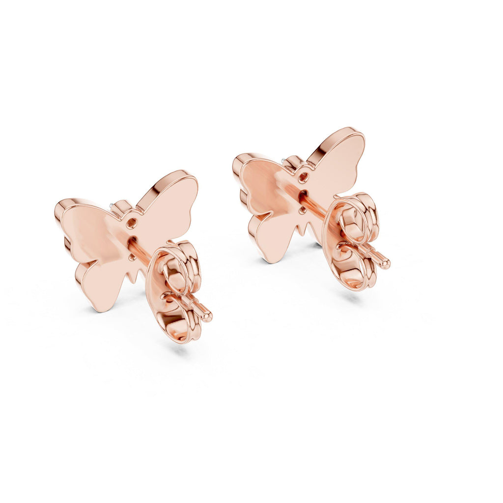 Moissanite & Enamel Butterfly Earrings – 925 Sterling Silver, 18K Gold Vermeil