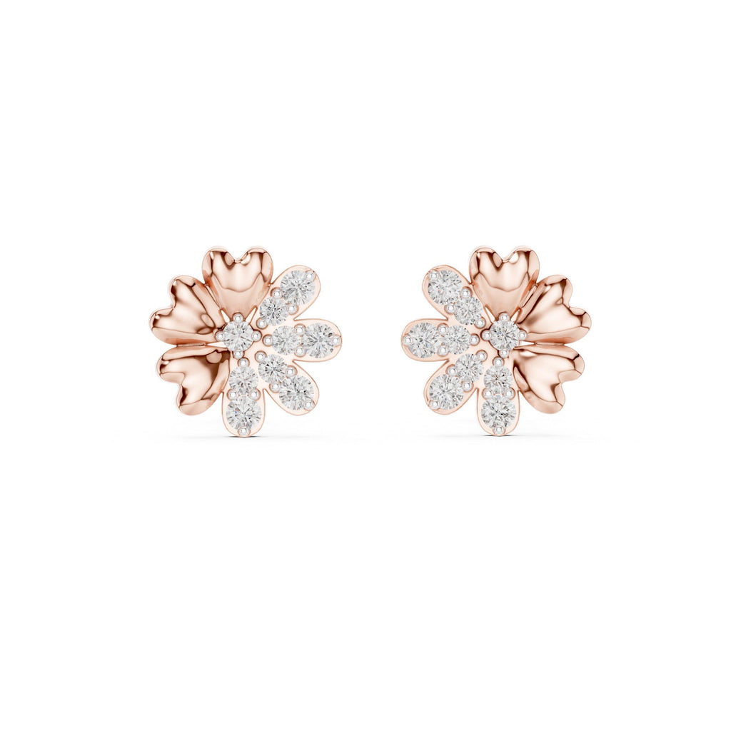 Moissanite Cherry Blossom Stud Earrings – 925 Sterling Silver, 18K Gold Vermeil