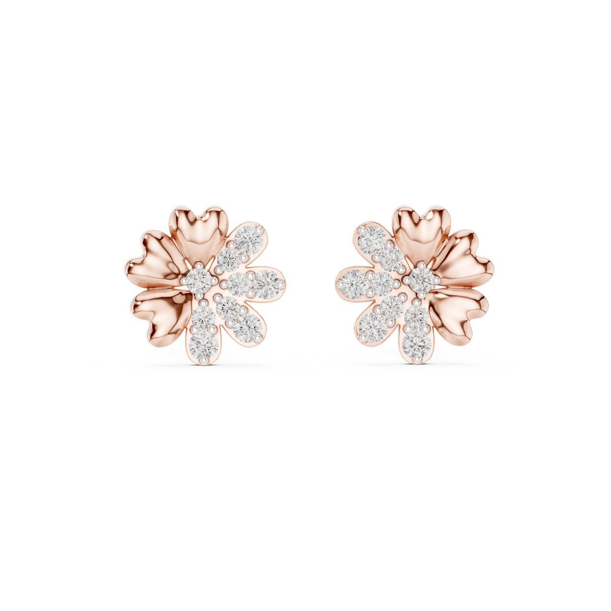 Moissanite Cherry Blossom Stud Earrings – 925 Sterling Silver, 18K Gold Vermeil