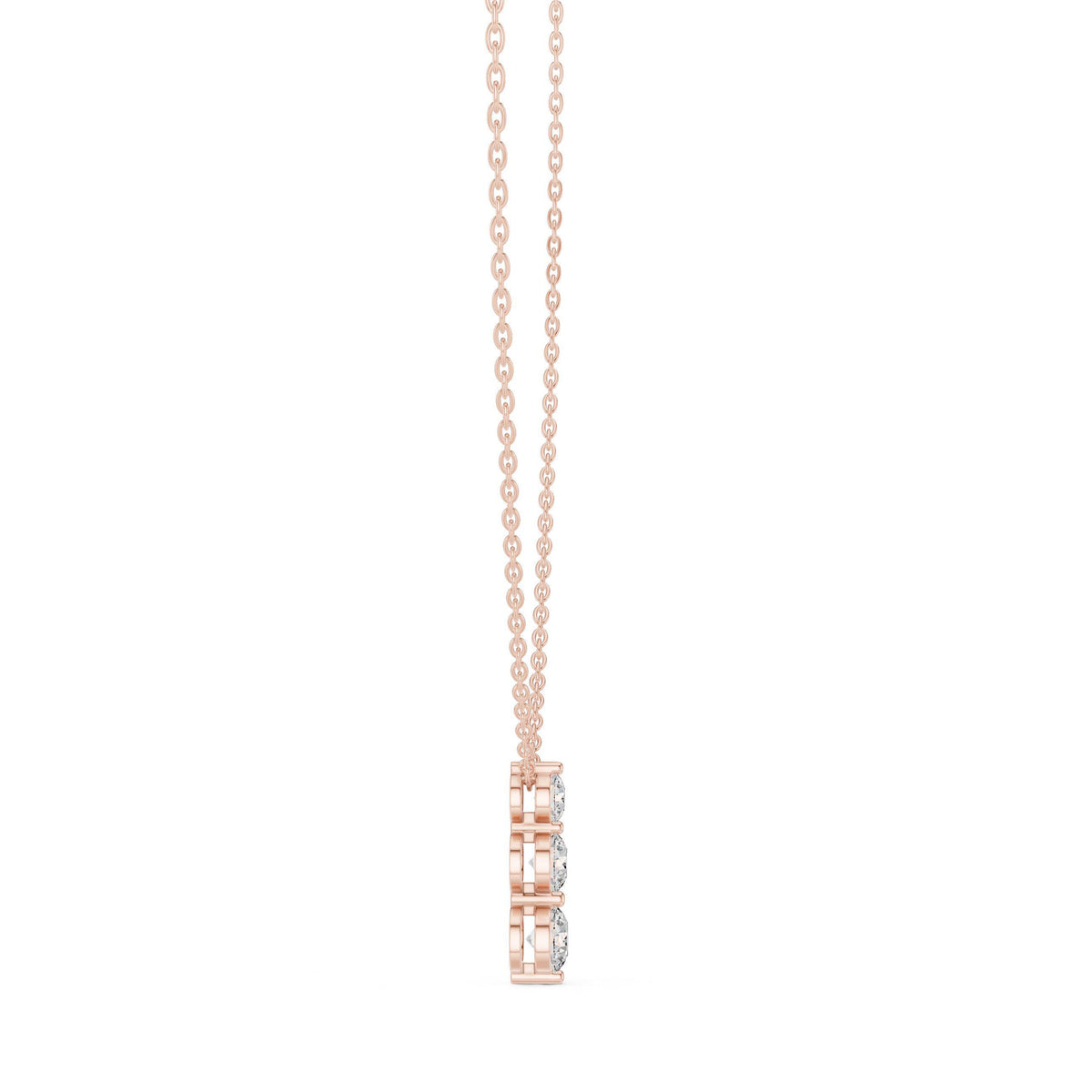 Round Moissanite Two-Stone Vertical Drop Necklace – 925 Sterling Silver, 18K Gold Vermeil