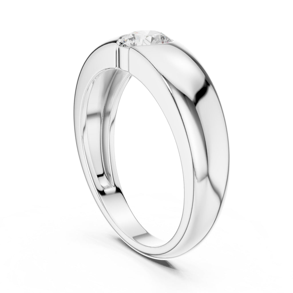 Men's Flush-Set Round Moissanite Domed Band – 925 Sterling Silver, 18K Gold Vermeil