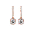 Oval Moissanite Halo Lever Drop Earrings – 925 Sterling Silver, 18K Gold Vermeil