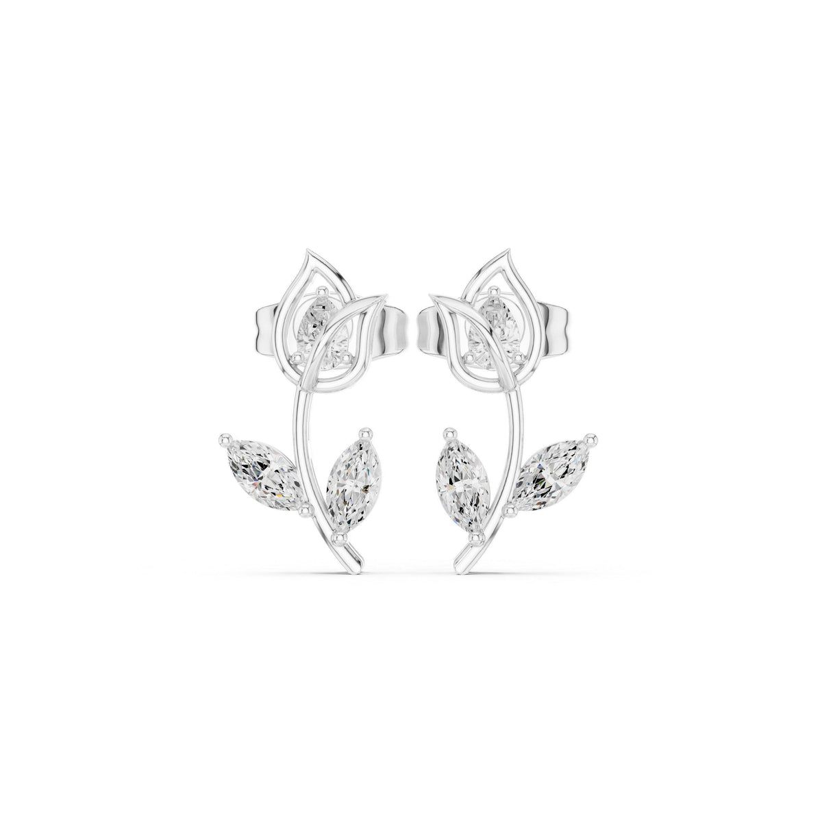 Moissanite Tulip Stud Earrings – 925 Sterling Silver, 18K Gold Vermeil