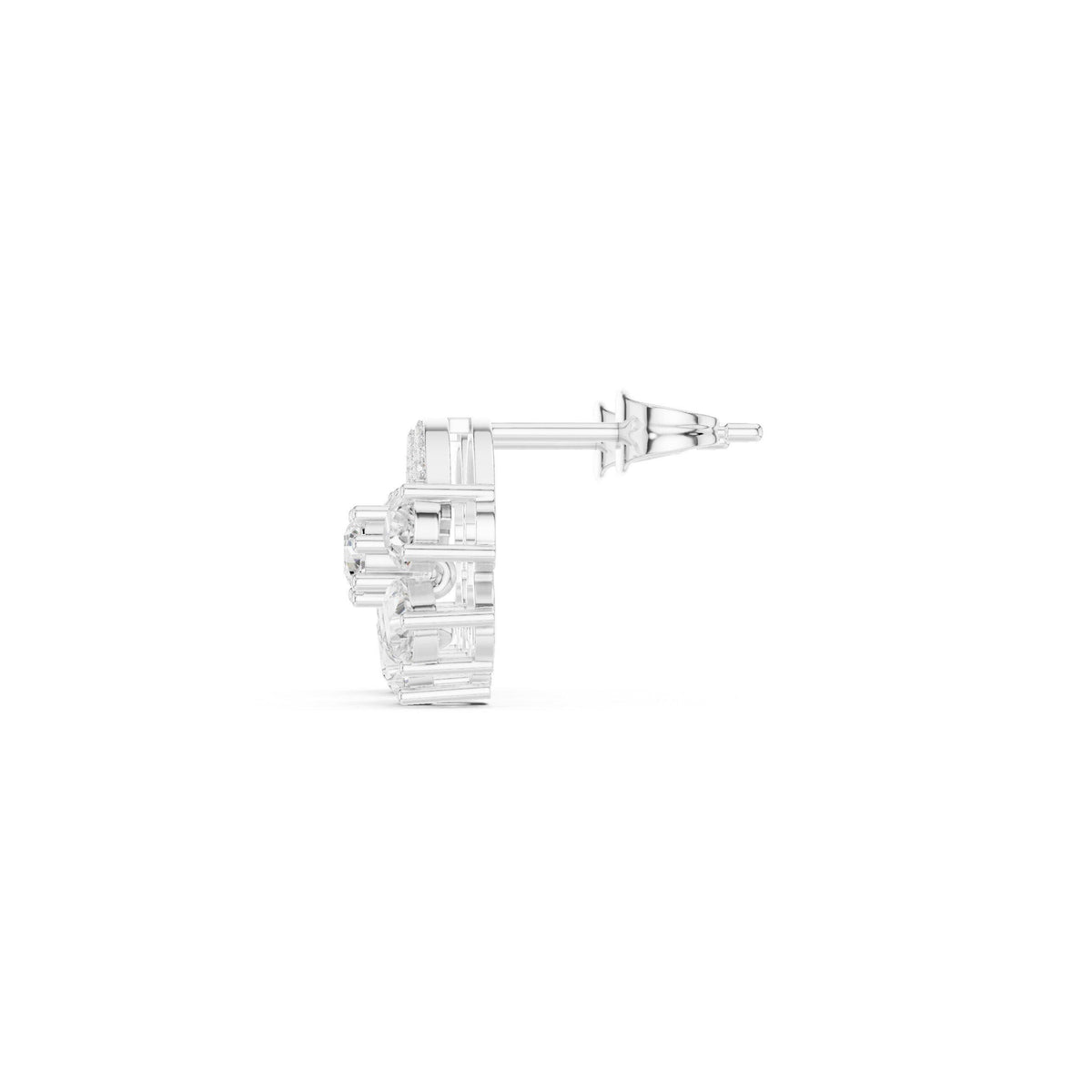 Moissanite Half-Moon Cluster Stud Earrings – 925 Sterling Silver, 18K Gold Vermeil