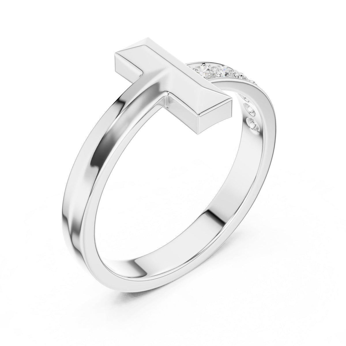 Men's T-Shaped Moissanite Ring – 925 Sterling Silver, 18K Gold Vermeil