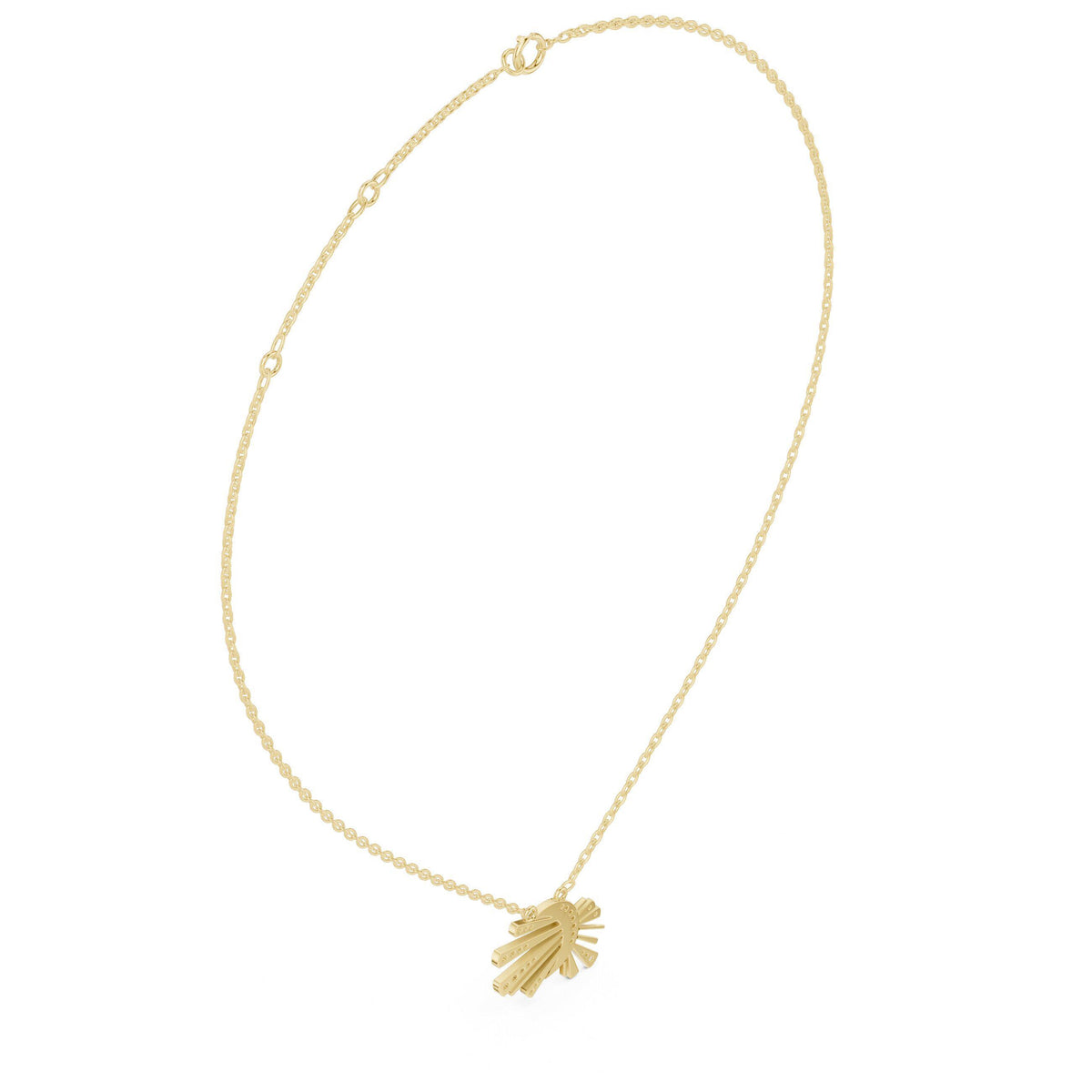 Moissanite Pavé Sunburst Fan Necklace – 925 Sterling Silver, 18K Gold Vermeil