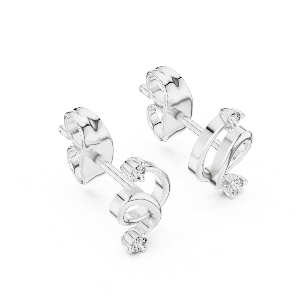 Moissanite Swirl Two-Stone Stud Earrings – 925 Sterling Silver, 18K Gold Vermeil