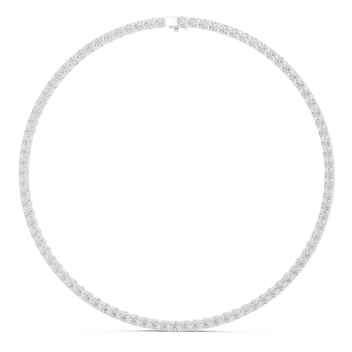 4mm Round Moissanite Tennis Necklace – 925 Sterling Silver, 18K Gold Vermeil