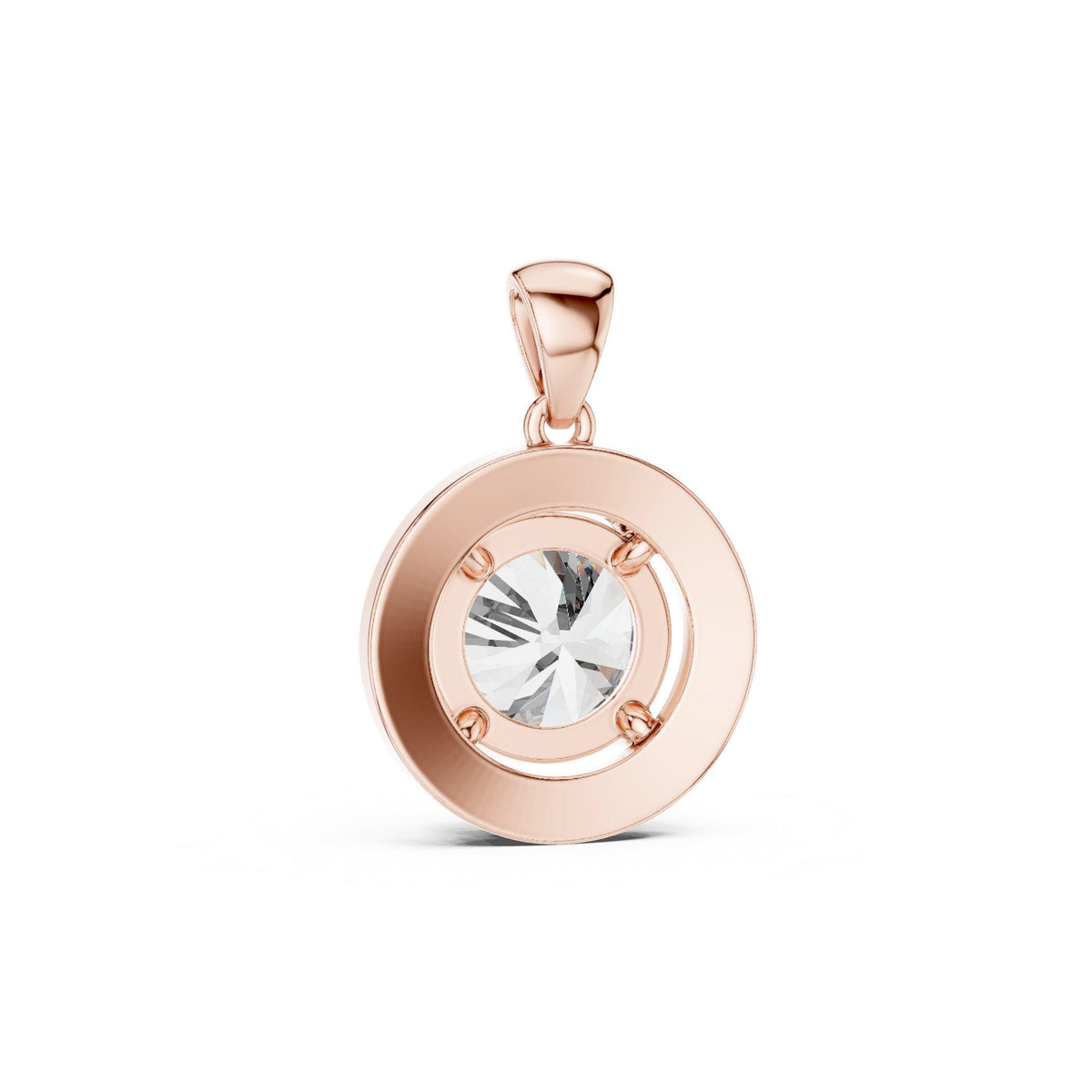 9mm Round Moissanite Double-Halo Pendant Necklace – 925 Sterling Silver, 18K Gold Vermeil