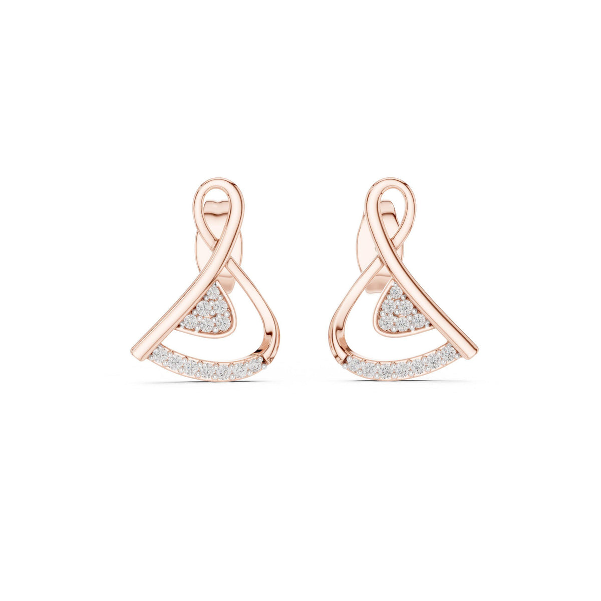 Moissanite Twisted Ribbon Stud Earrings – 925 Sterling Silver, 18K Gold Vermeil