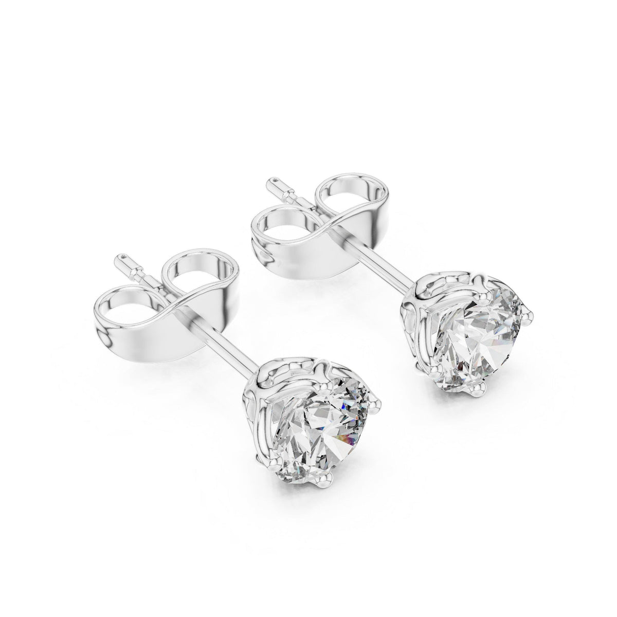 Round Moissanite Solitaire Stud Earrings – 925 Sterling Silver, 18K Gold Vermeil