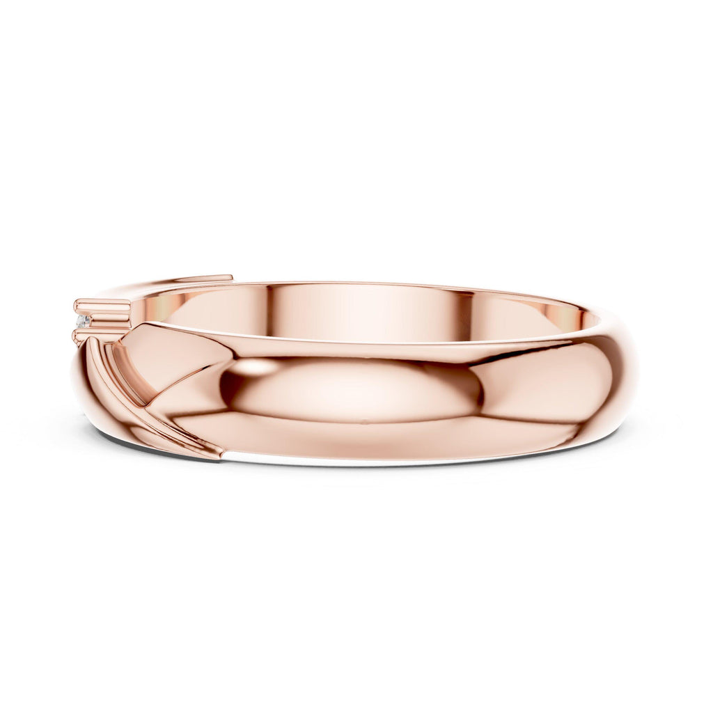 Men's Moissanite Band with Diagonal Pavé Accent – 925 Sterling Silver, 18K Gold Vermeil