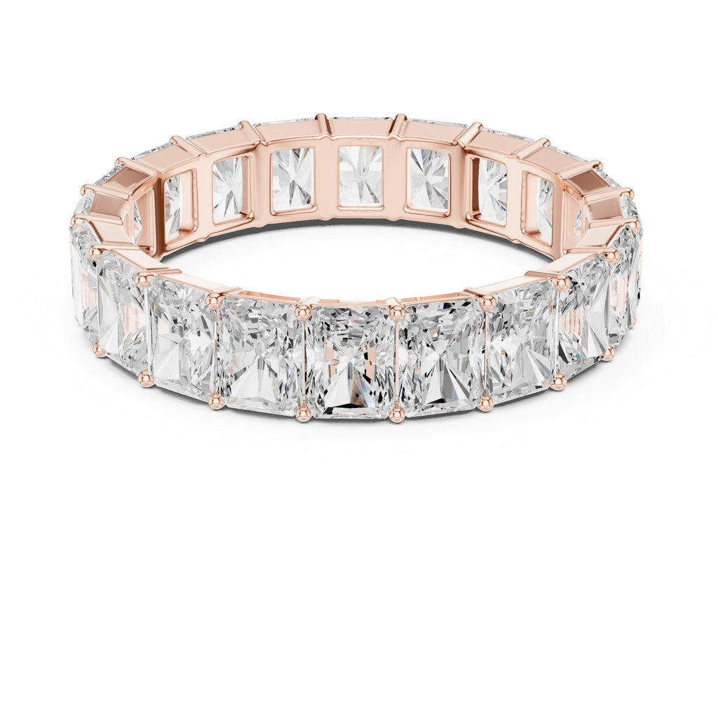 Men's Emerald-Cut Moissanite Eternity Band – 925 Sterling Silver, 18K Gold Vermeil