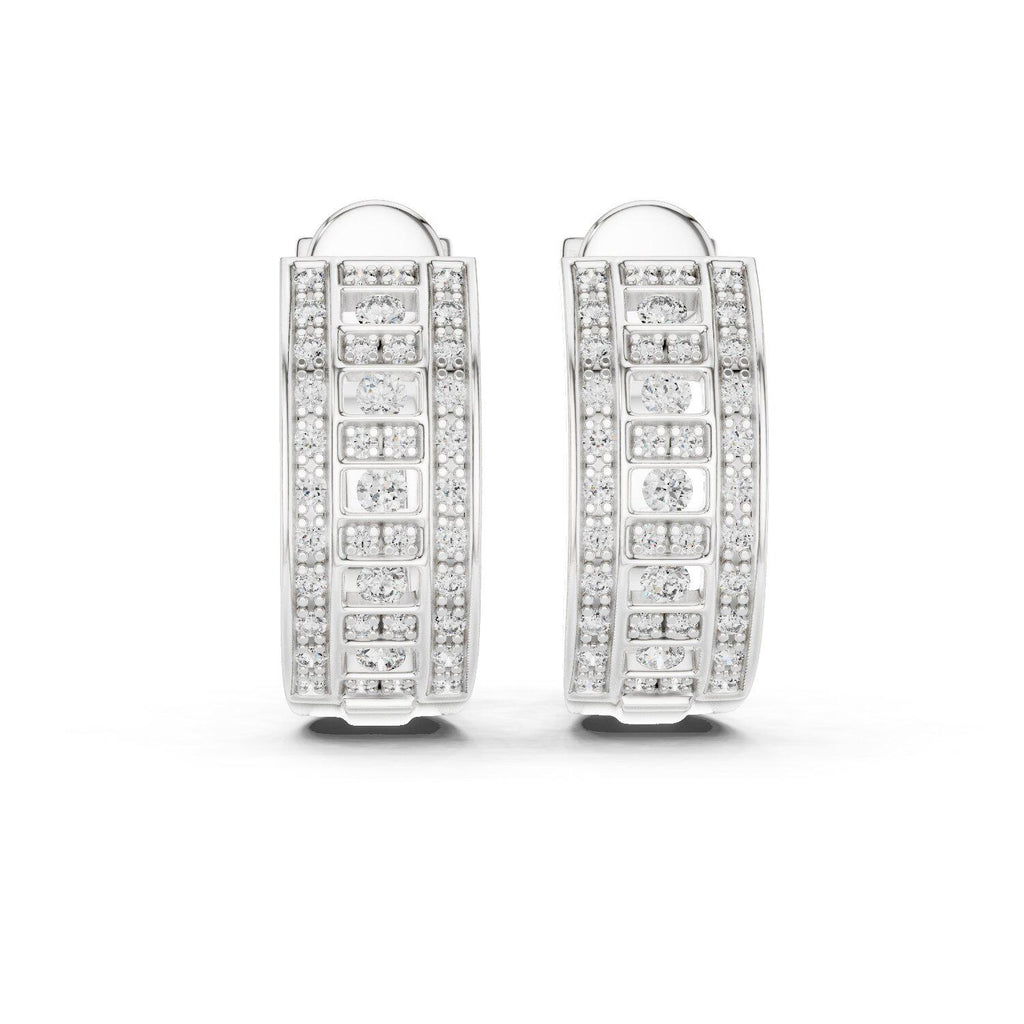 Moissanite Pavé Wide Half-Hoop Earrings – 925 Sterling Silver, 18K Gold Vermeil