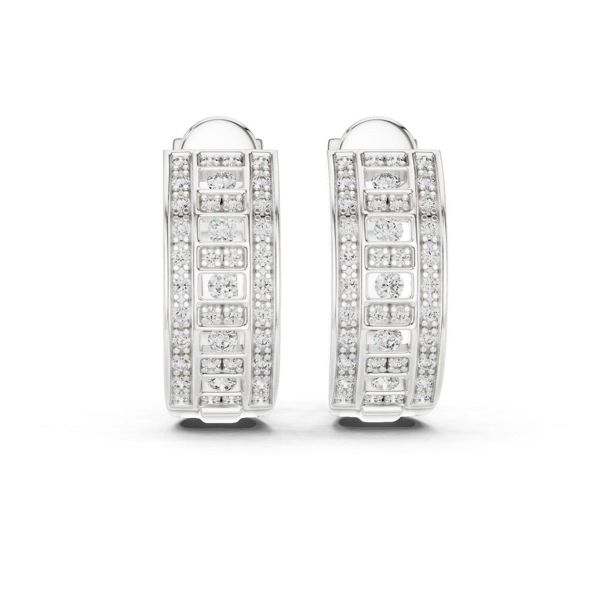 Moissanite Pavé Wide Half-Hoop Earrings – 925 Sterling Silver, 18K Gold Vermeil