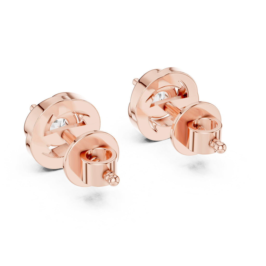 5mm Round Moissanite Swirl Stud Earrings – 925 Sterling Silver, 18K Gold Vermeil