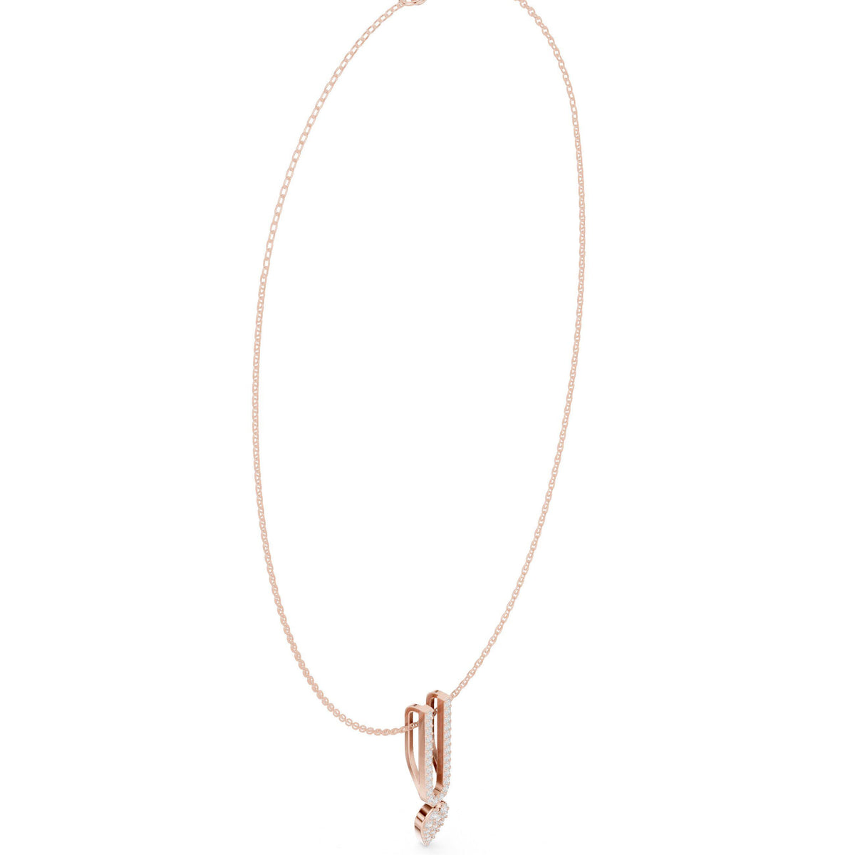 Moissanite Pavé Leaf & Bar Pendant Necklace – 925 Sterling Silver, 18K Gold Vermeil