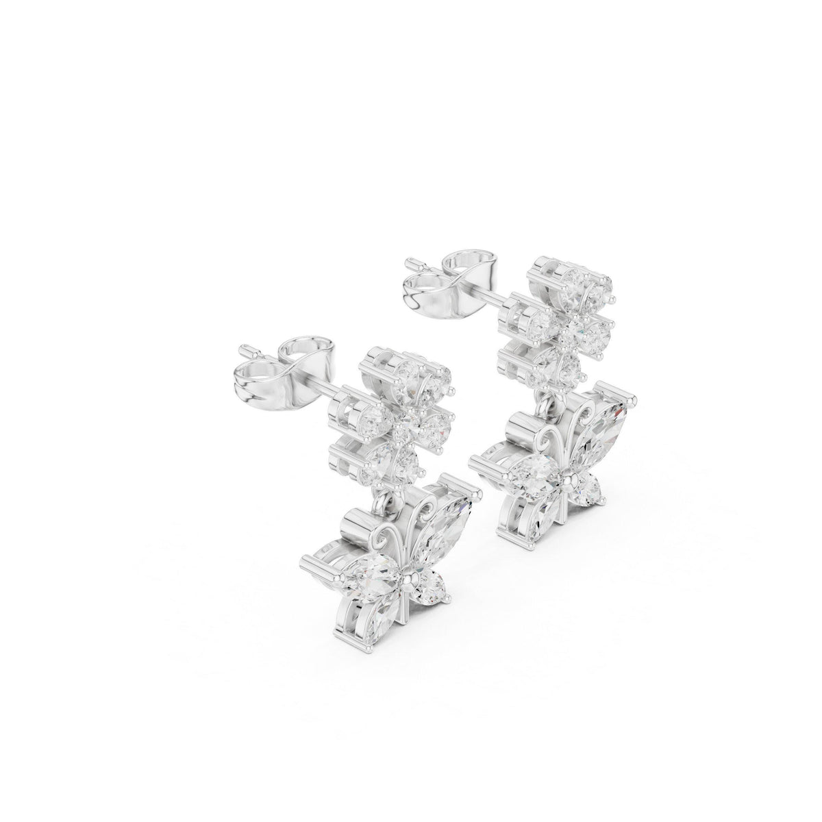 Moissanite Flower & Starburst Drop Earrings – 925 Sterling Silver, 18K Gold Vermeil