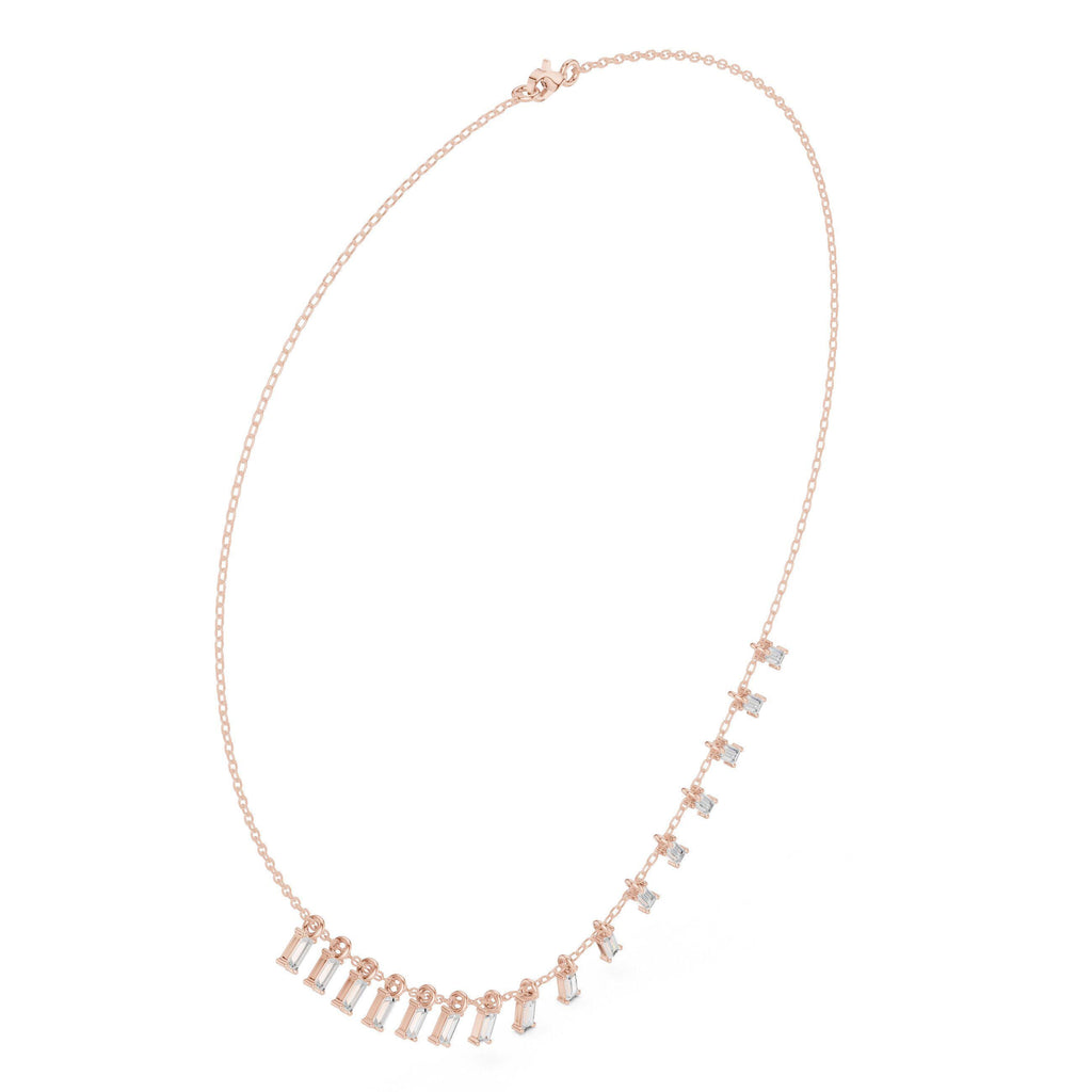 Baguette Moissanite Fringe Necklace – 925 Sterling Silver, 18K Gold Vermeil