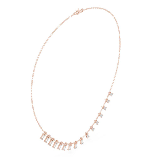 Baguette Moissanite Fringe Necklace – 925 Sterling Silver, 18K Gold Vermeil