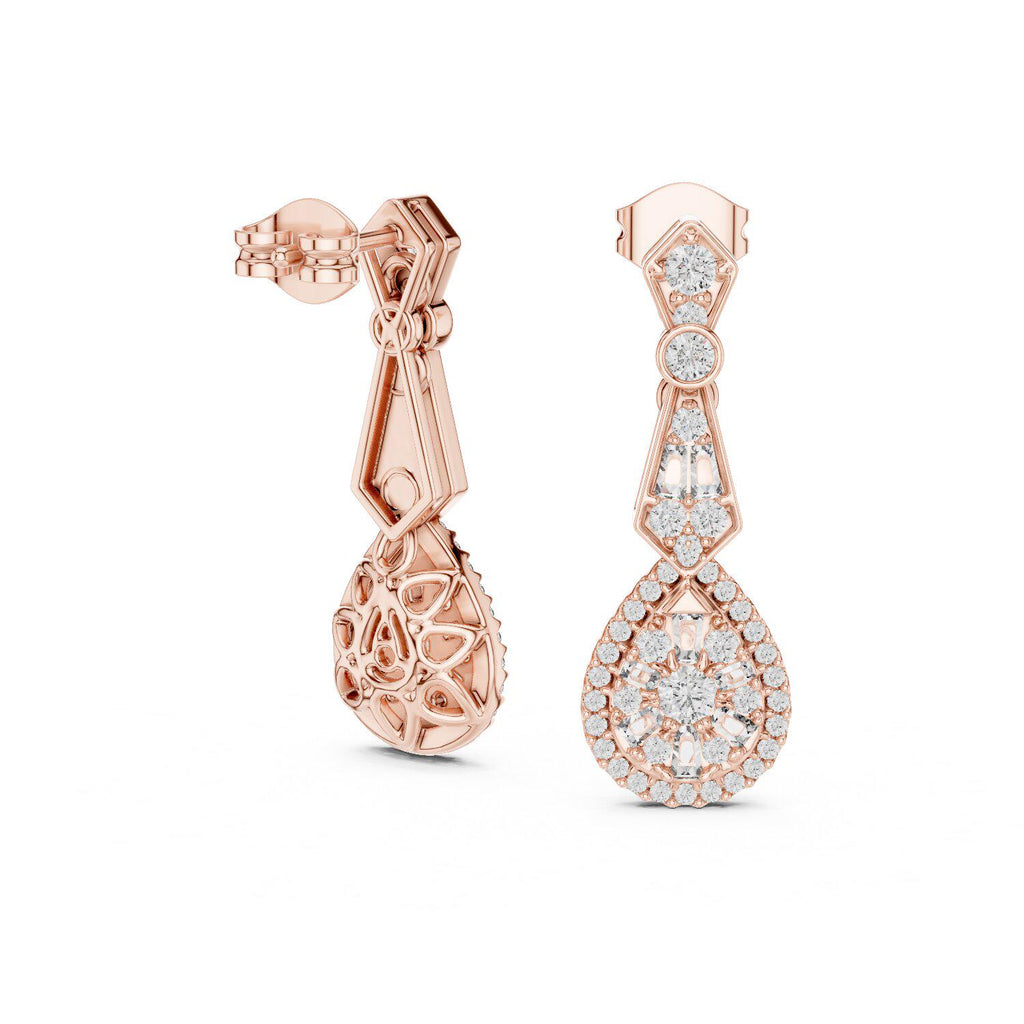 Pear Moissanite Halo Infinity Drop Earrings – 925 Sterling Silver, 18K Gold Vermeil