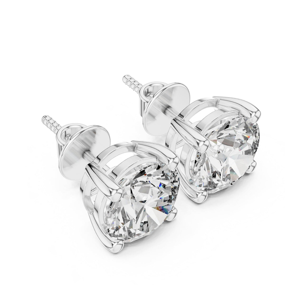 8mm Round Moissanite Four-Prong Stud Earrings – 925 Sterling Silver, 18K Gold Vermeil