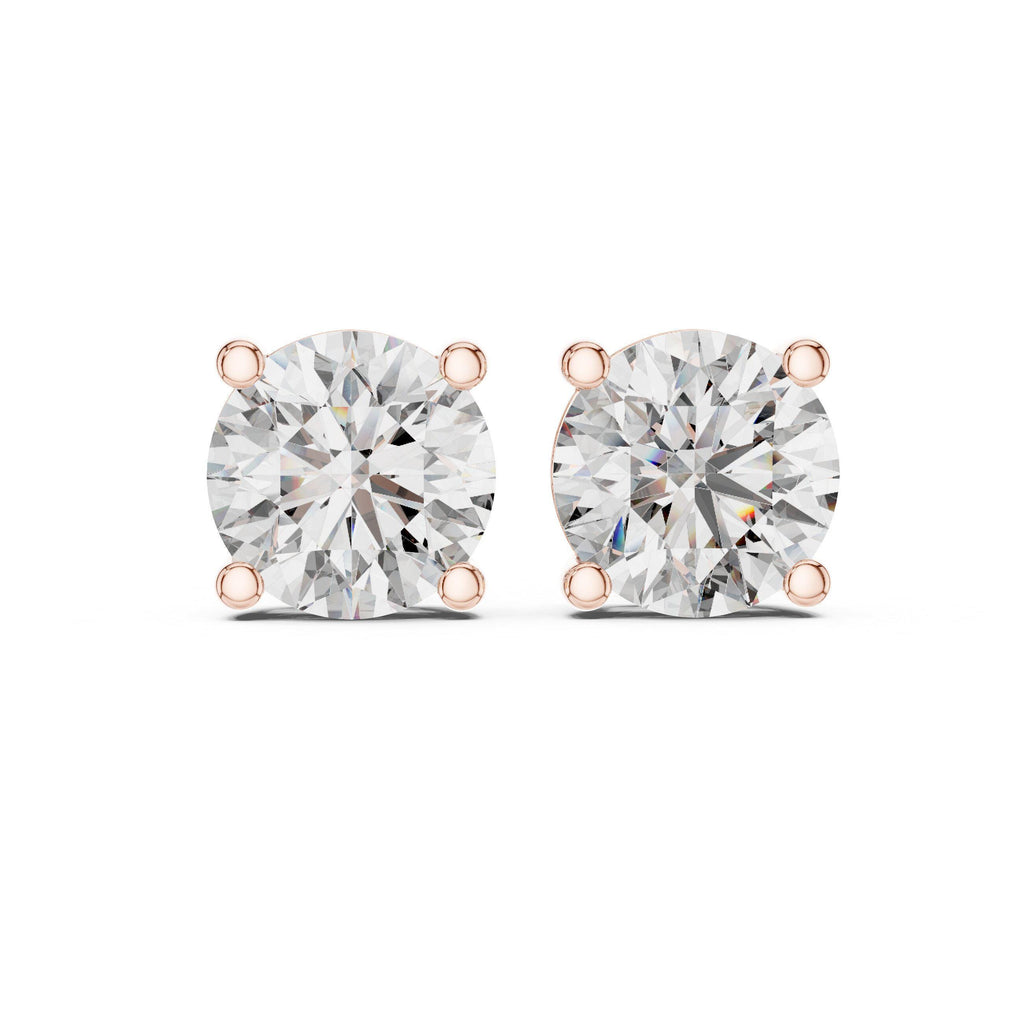 8mm Round Moissanite Four-Prong Stud Earrings – 925 Sterling Silver, 18K Gold Vermeil