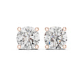8mm Round Moissanite Four-Prong Stud Earrings – 925 Sterling Silver, 18K Gold Vermeil