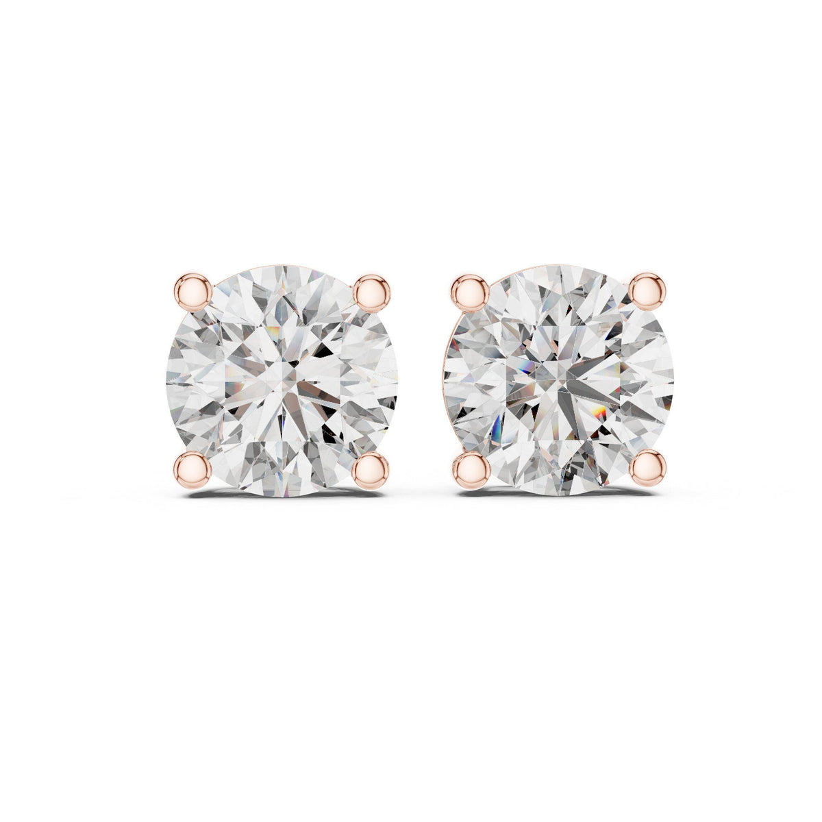 8mm Round Moissanite Four-Prong Stud Earrings – 925 Sterling Silver, 18K Gold Vermeil