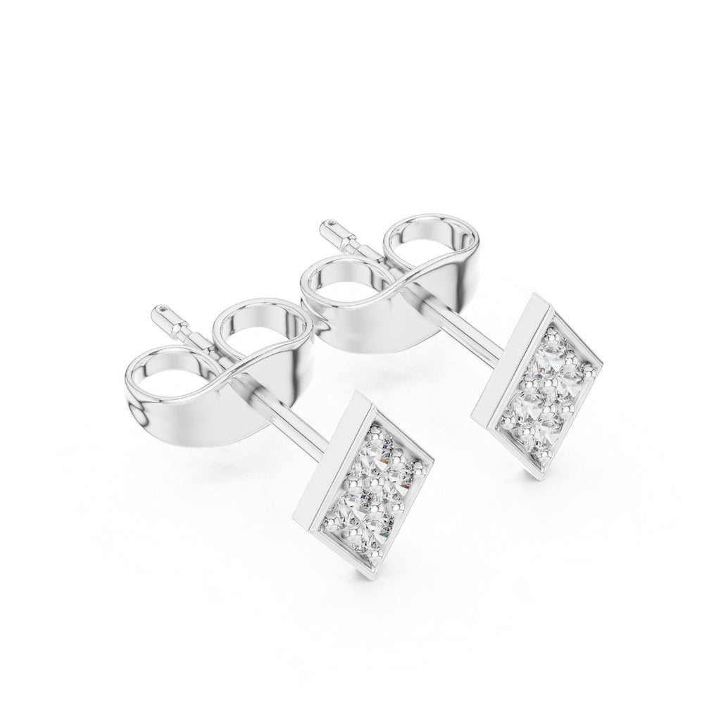 Moissanite Pavé Diamond-Shape Stud Earrings – 925 Sterling Silver, 18K Gold Vermeil