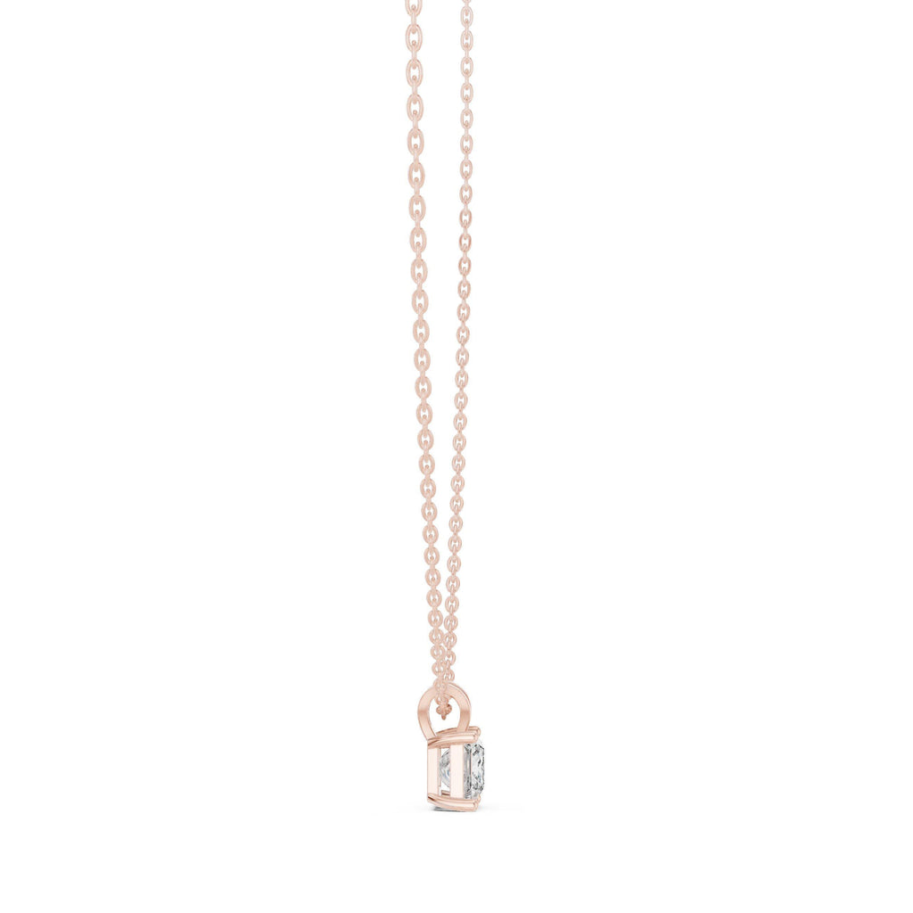 Princess Moissanite Solitaire Pendant Necklace – 925 Sterling Silver, 18K Gold Vermeil