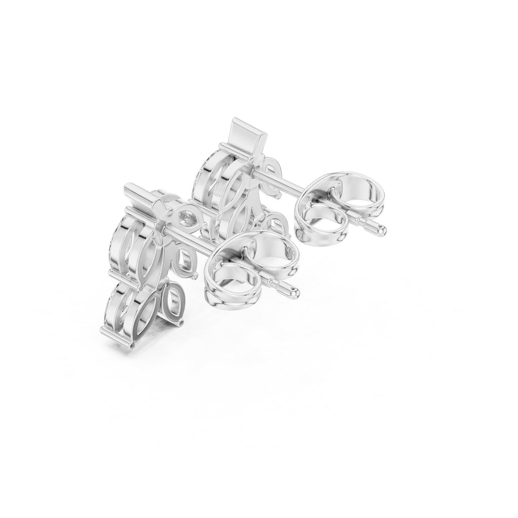 Marquise Moissanite Leaf Vine Stud Earrings – 925 Sterling Silver, 18K Gold Vermeil