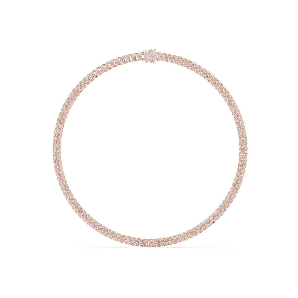 Moissanite Pavé Cuban Link Necklace – 925 Sterling Silver, 18K Gold Vermeil