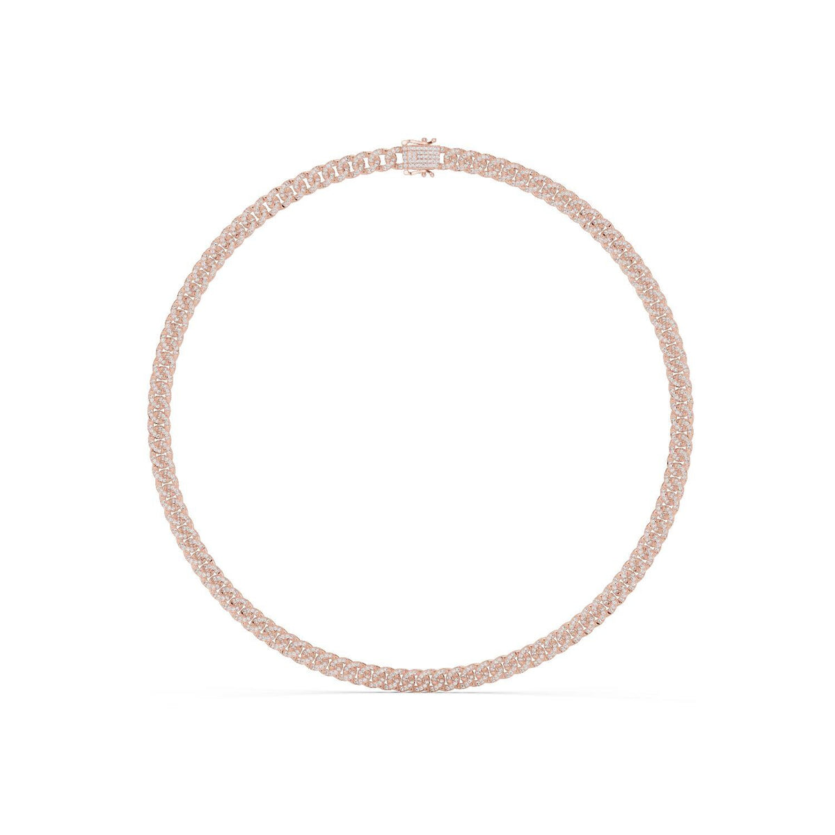 Moissanite Pavé Cuban Link Necklace – 925 Sterling Silver, 18K Gold Vermeil