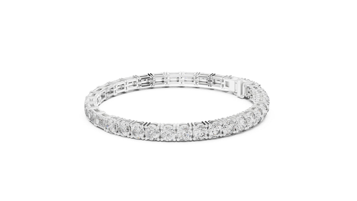 Emerald-Cut Moissanite Tennis Bracelet with Round Accents – 925 Sterling Silver, 18K Gold Vermeil